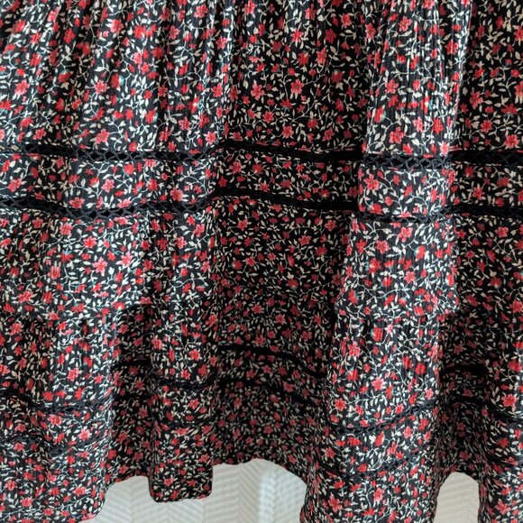 American Eagle Dark Floral mini dress smocked waist Medium Cottagecore Fall - Picture 10 of 15